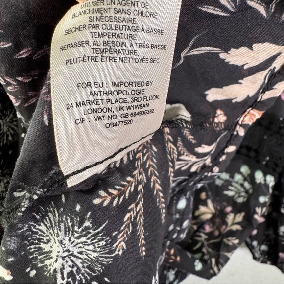 Anthropologie Moulinette‎ Soeurs Kerstin Black Floral Boho Tunic Dress Size 4 - Picture 5 of 5